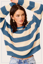 Load image into Gallery viewer, Striped Round Neck Loose Fit Sweater