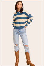 Load image into Gallery viewer, Striped Round Neck Loose Fit Sweater