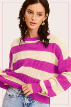 Load image into Gallery viewer, Striped Round Neck Loose Fit Sweater