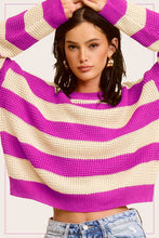 Load image into Gallery viewer, Striped Round Neck Loose Fit Sweater