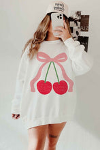 Load image into Gallery viewer, CHERRY BOW RIBBON OVERSIZED SWEATSHIRT