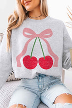 Load image into Gallery viewer, CHERRY BOW RIBBON OVERSIZED SWEATSHIRT