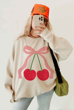 Load image into Gallery viewer, CHERRY BOW RIBBON OVERSIZED SWEATSHIRT