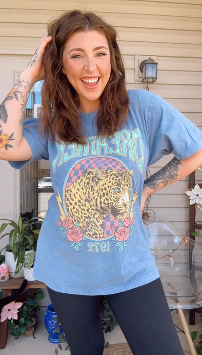 Dreamer Vintage Leopard Oversized Graphic Tee