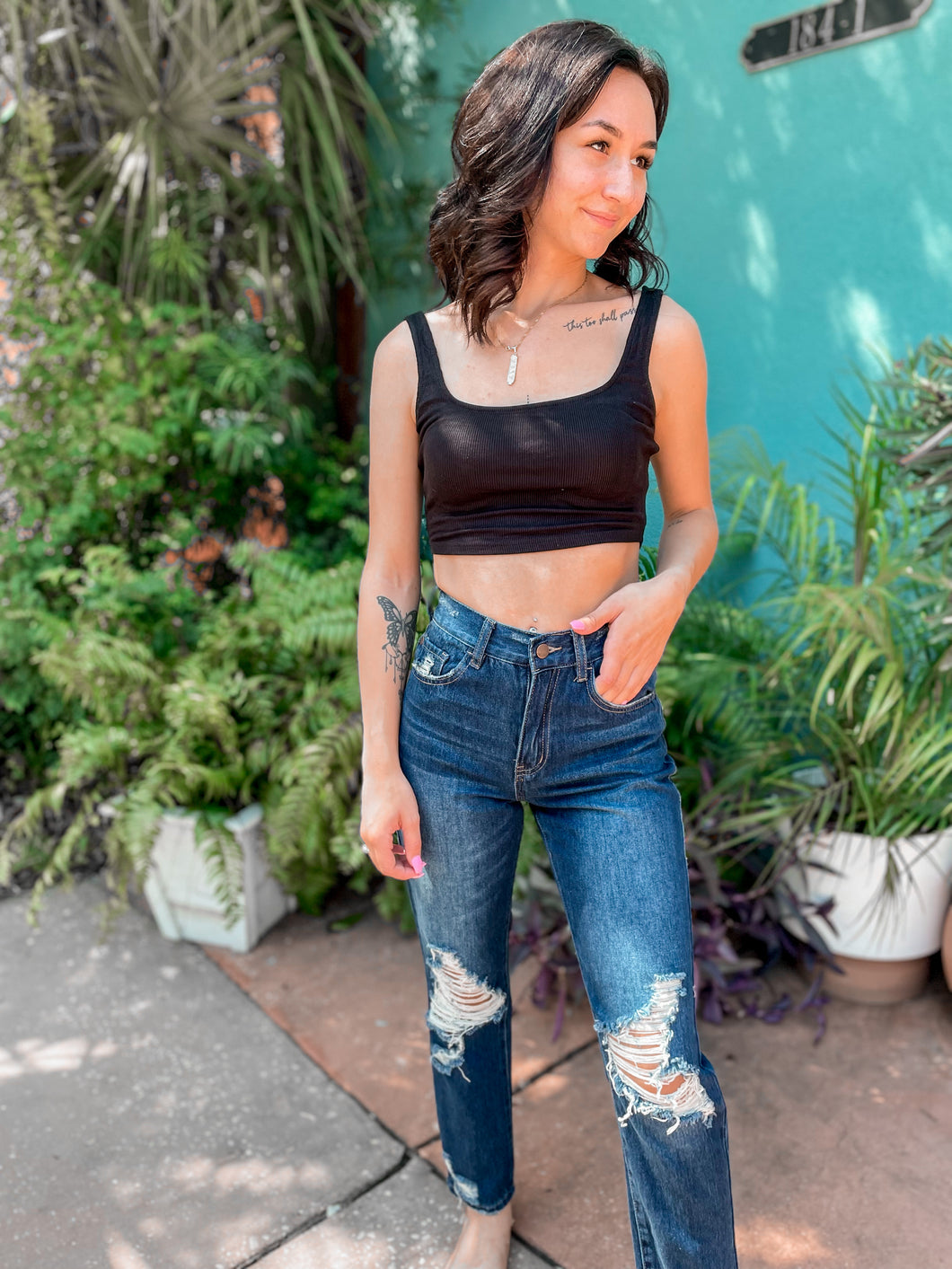 Square Neck Ribbed Crop