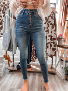 Button On Up Light Wash Skinny Jean
