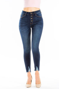Button On Up Dark Wash Skinny Jean
